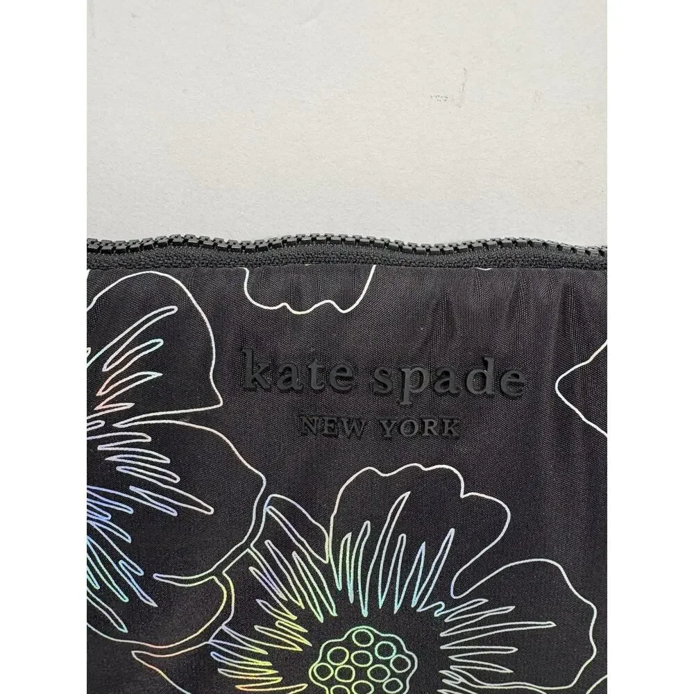 Kate Spade Puffer Laptop Sleeve Hollyhock Iridescent‎ Black Floral 14